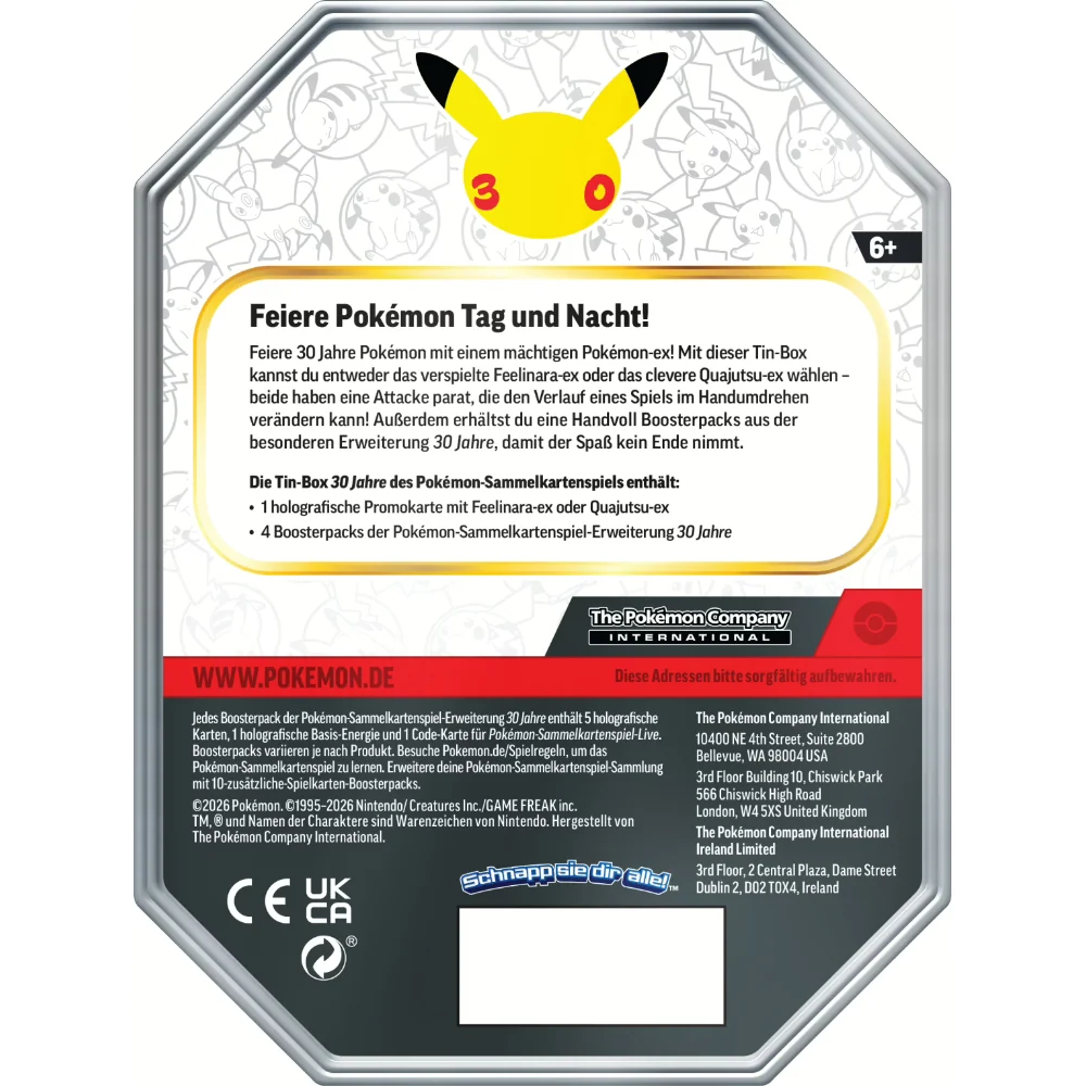 Pokémon-Sammelkartenspiel: Nacht Tin 30 Jahre